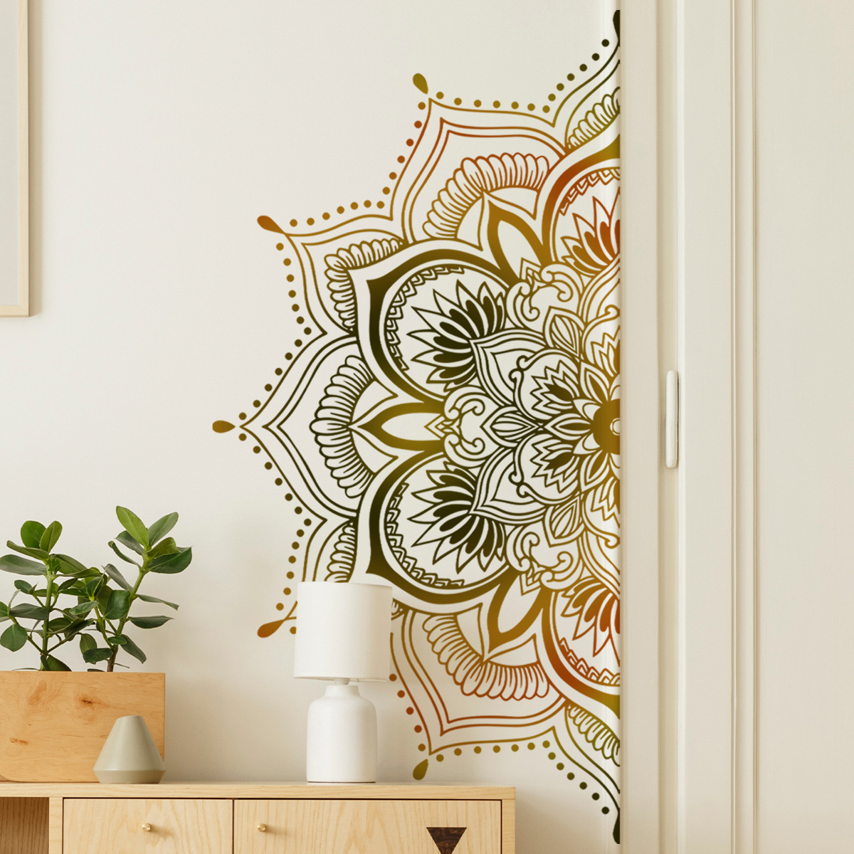 Monstera Thai Constellation - Artistieke PVC muurtattoo Mandala Lotusbloem muurschildering