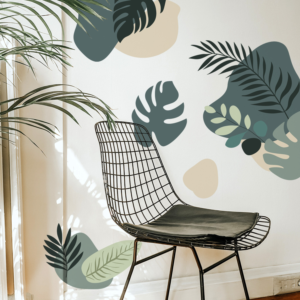Monstera Thai Constellation - Boheemse groene blad muurstickers voor woonkamer